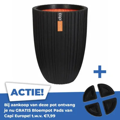 Vaas elegant laag tube d46h58 zwart