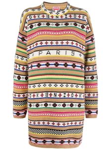 Kenzo robe-pull en maille intarsia - Marron