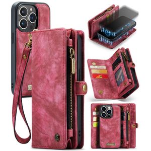 Caseme - iPhone 15 Pro - Vintage 2 in 1 portemonnee hoes - Rood