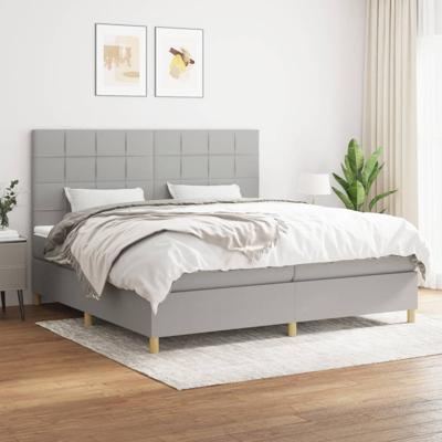 Boxspring met matras stof lichtgrijs 200x200 cm