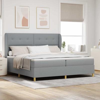 Boxspringbed met matras stof lichtgrijs 200x200 cm