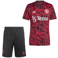 adidas Manchester United Pre-Match Trainingsset 2023-2024 Rood Zwart Lichtgroen - thumbnail