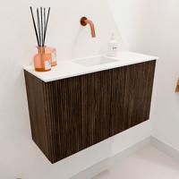 Toiletmeubel Mondiaz Joya | 70 cm | Meubelkleur Walnut | Faye wastafel Talc Midden | Zonder kraangat(en)