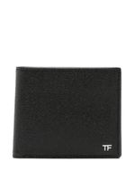 TOM FORD portefeuille pliant en cuir grainé à plaque logo - Noir