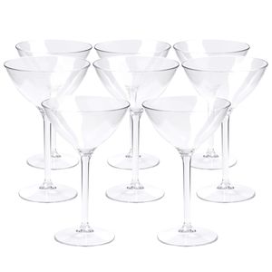 Cocktail/Martini glas - 8x - transparant - onbreekbaar kunststof - 300 ml