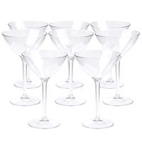 Cocktail/Martini glas - 8x - transparant - onbreekbaar kunststof - 300 ml