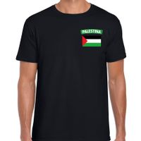 Palestina t-shirt met vlag zwart op borst voor heren - thumbnail