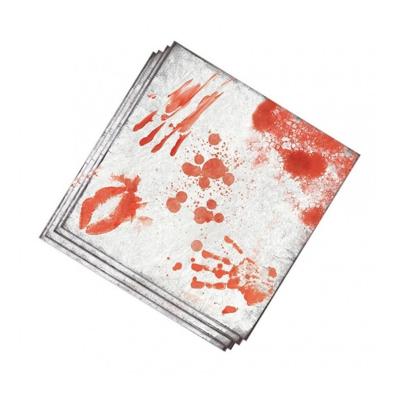 Halloween tafeldecoratie servetten - 12x stuks - bloederige print - 33 x 33 cm - Horror thema