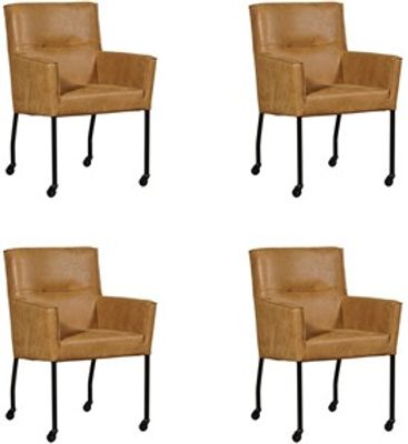 Set van 4 Cognac leren moderne eetkamerstoelen Lucky - Kenia Leer Walnut (cognac leer)