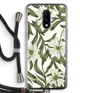 Wit bloemenpatroon: OnePlus 7 Transparant Hoesje met koord