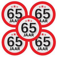 65 jaar leeftijd sticker - 5x - rond - Dia 9 cm - 65 jaar verjaardag - jubileum - leeftijd versierin