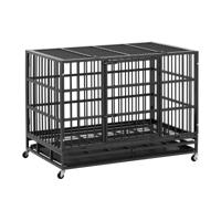 Robuuste hondenkooi - 4 wielen - 2 afsluitbare deuren - 120 x 76 x 90.5 cm