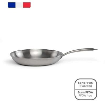 Brigade - 24 cm roestvrijstalen koekenpan - LIVOO - MEP158 - Drievoudig roestvrij staal - Geschikt voor alle kookplaten, inclusief inductie - Gemaakt in Frankrijk