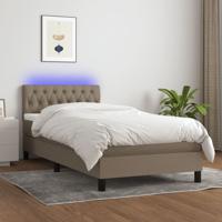 Boxspring met matras en LED stof taupe 80x200 cm