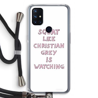 Christian Grey: OnePlus Nord N10 5G Transparant Hoesje met koord