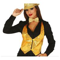 Fiestas Guirca Verkleed gilet met pailletten - goud - voor dames One size  - - thumbnail