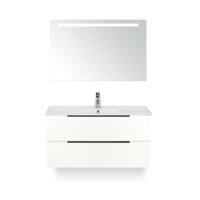 Seville Badmeubelset 100 cm - Wit Hoogglans Edge greep - Wastafel Enjoy - met Sence Spiegel