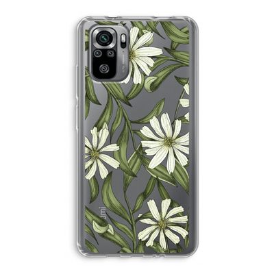 Wit bloemenpatroon: Xiaomi Redmi Note 10S Transparant Hoesje