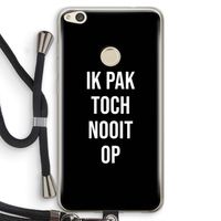 Ik pak nooit op - Zwart: Huawei Ascend P8 Lite (2017) Transparant Hoesje met koord