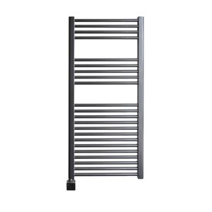 Sanicare elektrische design radiator 45x112cm gunmetal met Bluetooth en thermostaat links chroom