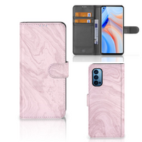 OPPO Reno 4 Pro 5G Bookcase Marble Pink - Origineel Cadeau Vriendin