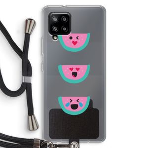 Smiley watermeloen: Samsung Galaxy A42 5G Transparant Hoesje met koord