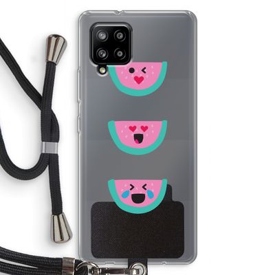 Smiley watermeloen: Samsung Galaxy A42 5G Transparant Hoesje met koord