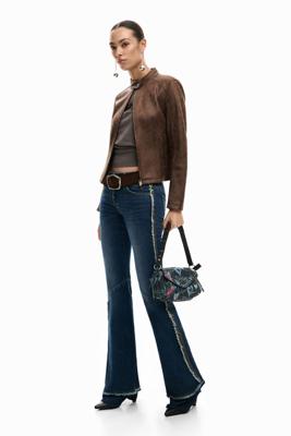 Uitlopende spijkerbroek met rafels - BLUE - 44