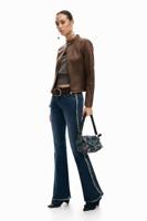 Uitlopende spijkerbroek met rafels - BLUE - 44