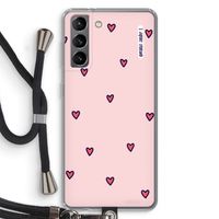 Hartjes: Samsung Galaxy S21 Transparant Hoesje met koord