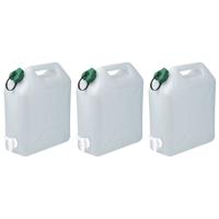 Jerrycan/watertank met kraantje - 3x - 15 liter - voor water - extra sterk kunststof - 32 x 16 x 38c