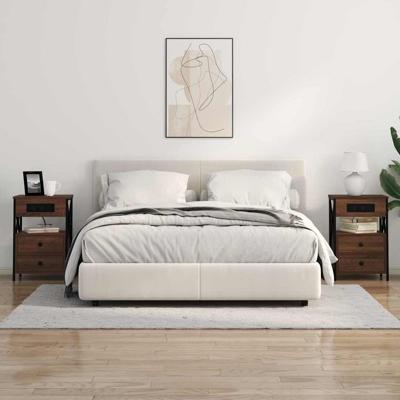 Nachtkastje 2 pcs bruin eikenkleur 40 x 31 x 60 cm Bewerkt hout