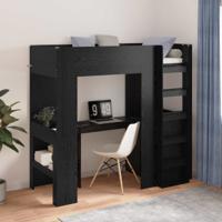 Loft Bedframe met Bureau Zwart Eiken 100 x 200 cm Bewerkt hout
