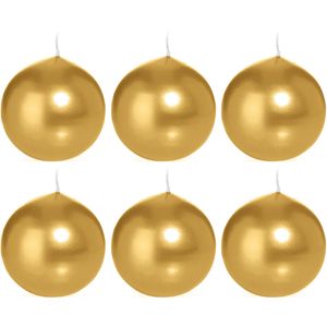 6x Gouden bolkaarsen 7 cm 16 branduren