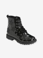 Veterboots zwart met glittersterretjes - thumbnail