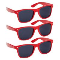 Hippe Party zonnebril - 10x - rood - plastic - UV400 - verkleedbril - carnaval/verkleed