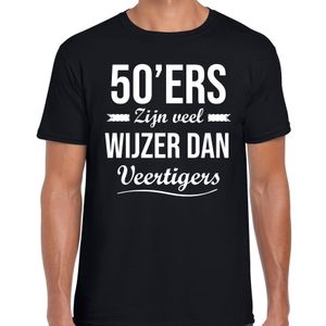 50ers zijn veel wijzer dan veertigers verjaardags t-shirt zwart voor heren