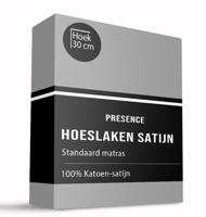 Hoeslaken Katoen Satijn Uni - Grijs - 200x210cm - Grijs - Presence - Dekbed-Discounter.nl