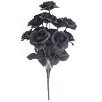 Bosje met 12 zwarte rozen halloween decoratie 38 cm - thumbnail