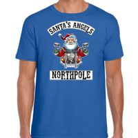 Fout Kerstshirt / outfit Santas angels Northpole blauw voor heren - thumbnail