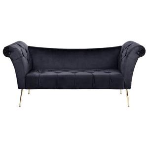 Beliani - NANTILLY - Chaise longue - Zwart - Fluweel