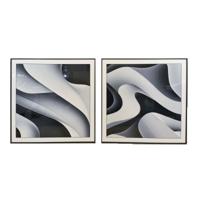 Schilderij Home ESPRIT Wit Zwart Abstract Modern 80 x 3,5 x 80 cm (2 Stuks)