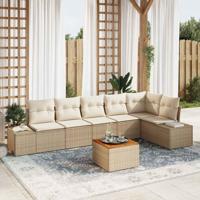 Tuinbankenset met kussen 7 pcs Beige poly rattan