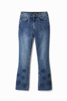 Cropped flared jeans met borduursels - BLUE - 34 - thumbnail