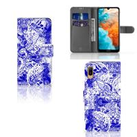 Telefoonhoesje met Naam Huawei Y6 (2019) Angel Skull Blauw | Portemonnee hoesje
