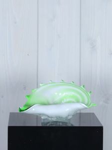 Groene ovale glazen schaal schelp VA003