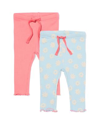HEMA Babyleggings rib bloemen - 2 stuks blauw (blauw)