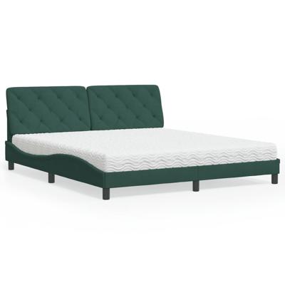 Bed met matras fluweel donkergroen 180x200 cm