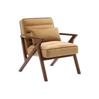 sweeek - Scandinavische fauteuil in heveahout en velours