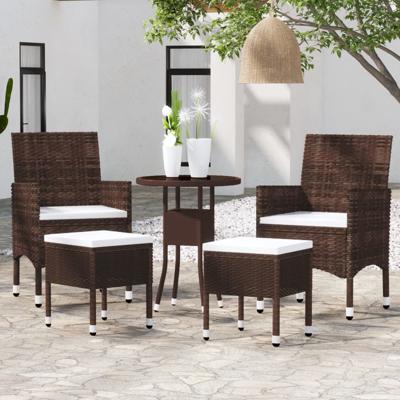 5-delige Loungeset poly rattan bruin